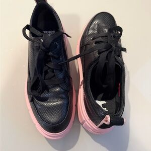 Sorel Caribou X Waterproof Black Croc Platform Sneaker 9.5